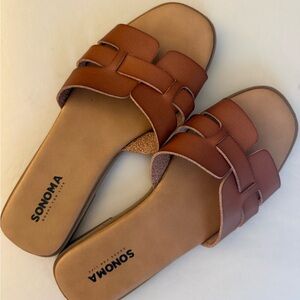 Sonoma Brown Woven-Style Slide Sandals